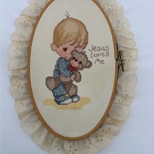 Precious Moments‎ Oval Handmade Cross Stitch Wall art